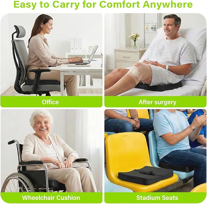 Bed Sore Cushion, Gel Wheelchair Seat Cushion,18”x16” Relieve Sciatica, Back, Coccyx & Ulcer Pain, Foldable Ergonomic Cushion for Bedridden, Elderly, with Anti-Slip Cover & Handle