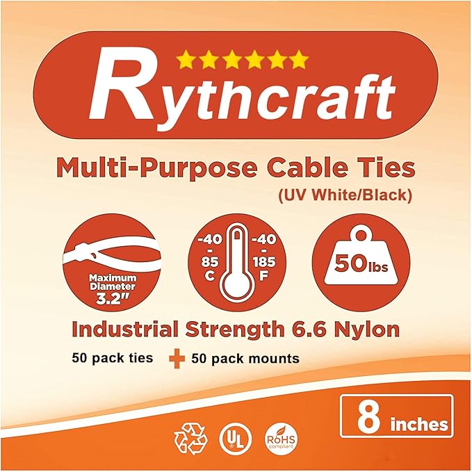 50 Pack 1.5 inch Zip Tie Adhesive Mounts Self Adhesive Cable Tie Base Holders with Multi-Purpose Tie wire clips with screw hole,Anchor stick on wire holder with 8 inch zip ties(Black)