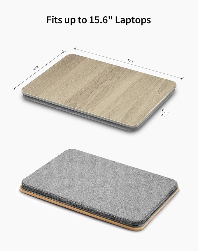 ZEAPTAC Portable Lap Laptop Desk with Pillow Cushion, Fits up to 15.6 inch Laptop, Lap Stand for Bed & Couch & Carpet, Book Tablet/Drawing Board/Computer Laptop Stand - Black Wood