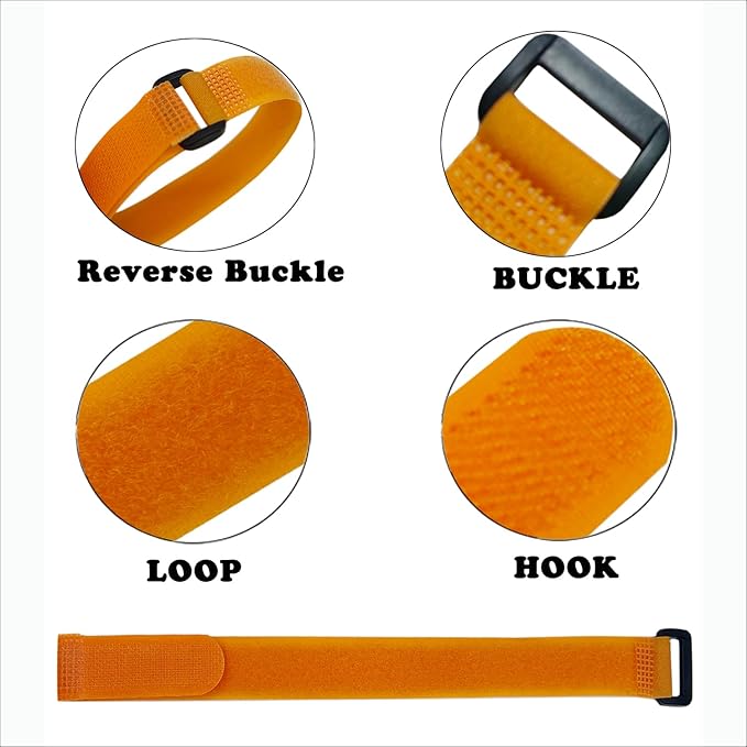 10 Pack (12 x 0.8 Inch) Reusable Fastening Cable Straps Orange Color,Adjustable Multi-Purpose Hook and Loop Straps Nylon Cable Ties for Wire Cable Management Home Office Garage Organization