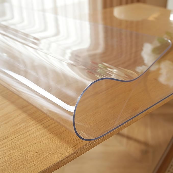 OstepDecor Clear Table Cover Protector 36 x 60 Inch, 1.5mm Thick Plastic Table Cover, Dining Table Protector Pad, Waterproof & Easy Cleaning PVC Desk Mat for Dresser, Coffee & Kitchen Wooden Tabletop