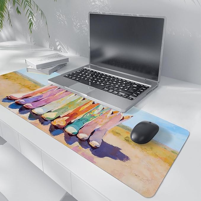 Cowboy Cowgirl Boots Western Mouse Pad,Vintage Western Desk Accessories,Cute Boho Country Aesthetic Desk Mat for Home Office Dorm Desktop Decor,Girly Mousepad,31.5x11.8 Inch
