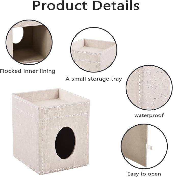 Tissue Box Cover with Storage Tray Square Tissue Box Holder PU Leather Facial Tissues Organizer Tray for Bathroom Vanity Bedroom Office Car,Stylish Napkin Caddy Decorative Organizer,Beige