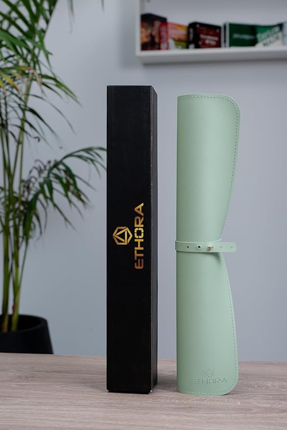 Desk Mat -Computer Desk mat with Non Slip Suede Bottom with Stitched Edges- Waterproof - Leather Desk pad PU Desk Cover for Home, Mouse, Makeup Mat for Vanity (Light Green, 31.5 x 15.7)