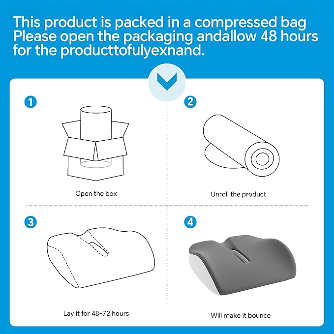 ROYALAY Ergonomic Recliner Cushions for Elderly, Memory Foam Recliner Cushions for Long Sitting, Chair Seat Pad for Back Pain with Detachable Cover(Grey)