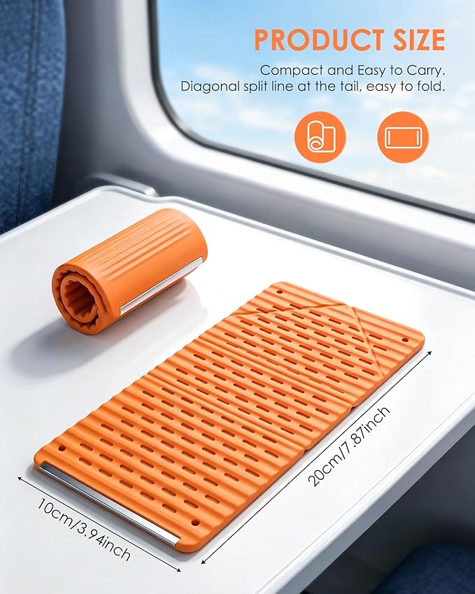 Portable Foldable Silicone Aluminum Phone Holder, 2026 Upgrade Flexible Silicone Phone Stand, Adjustable Airplane Phone Holder for Tablet Laptop Travel Non-Slip Bed Desk Office Treadmill (Orange)