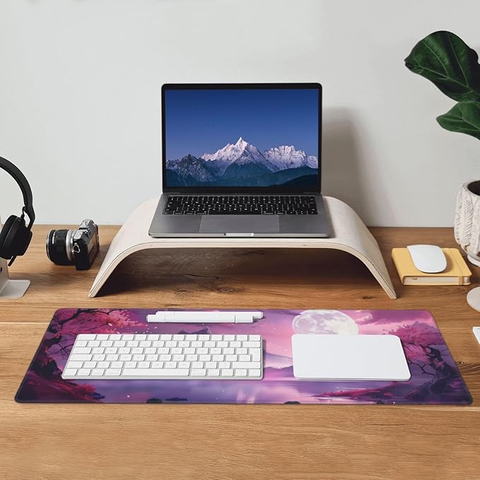 Gaming Mouse Pad Desk Pad,Extended Big Mouse Pad,31.5x11.8 Inch Long Computer Keyboard Mouse Mat Mousepad with 3mm Non-Slip Base and Stitched Edge for Gaming and Officeโฆ (Pink Canyon)