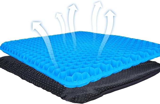 Yimiyaa Gel Seat Cushion, Double Thick Egg Gel Cushion for Pressure Pain Relief, Breathable Wheelchair Cushion Chair Pads for Car Seat Office Chair Blue