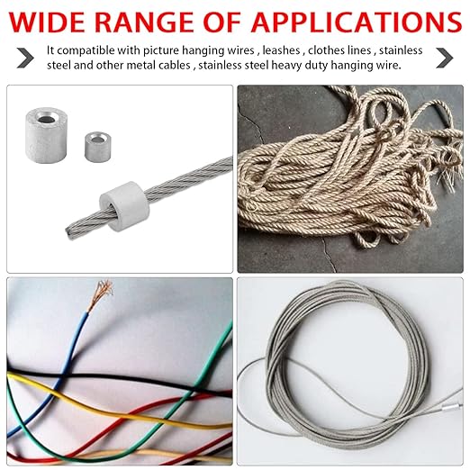 40PCS 3/16" (5mm) Wire Rope Sleeve, Aluminum Crimping Loop Sleeve for Wire Rope and Cable Ferrule