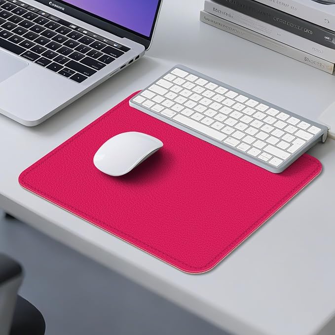 Leather Mouse Pad with Stitched Edge, Waterproof Gaming Mouse Mat for Computers, Laptop, Office & Home (Rose, 11"*8")