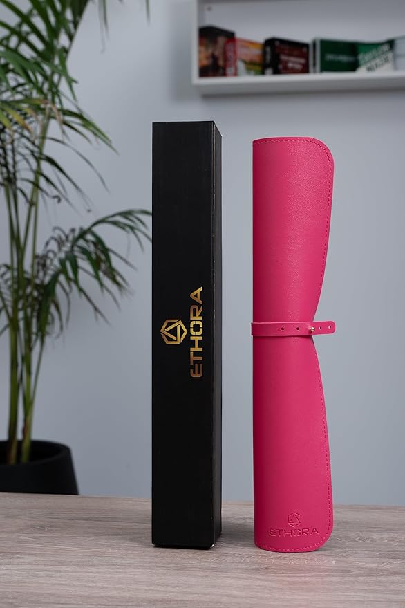 Desk Mat -Computer Desk mat with Non Slip Suede Bottom with Stitched Edges- Waterproof - Leather Desk pad PU Desk Cover for Home, Mouse, Makeup Mat for Vanity (Pink, 35.4 x 15.7)