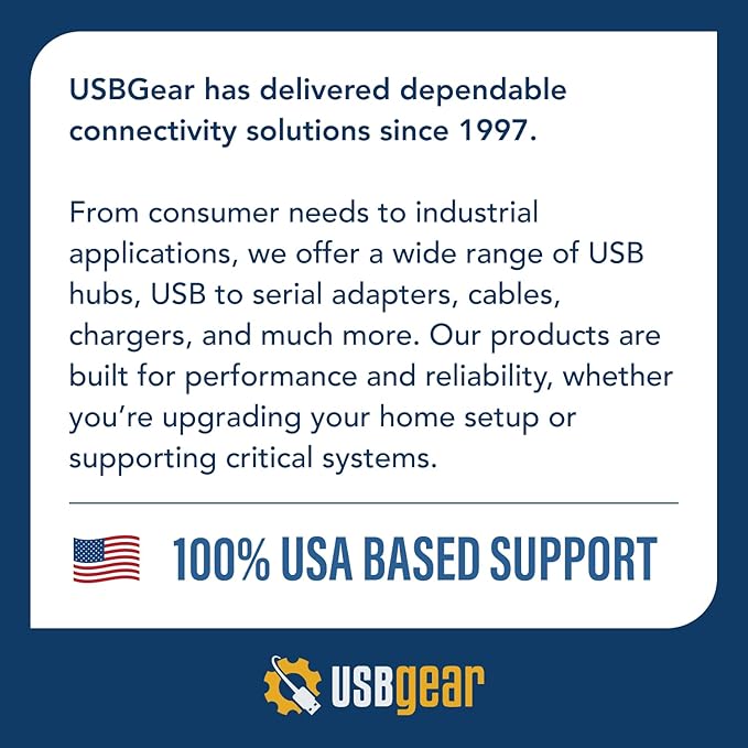 USBGear 4 Port USB Hub 3.2 Gen 1 – Mountable SuperSpeed Data Hub with USB Ports for Laptop, PC, Desktop, and More, 5V/2A Power Adapter with Type-A to Type-B Cable (3ft), Computer Accessories