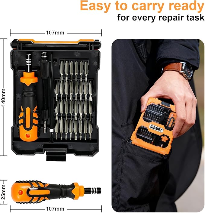 JAKEMY 33 In 1 Precision Screwdriver Set, Magnetic Tips Small Screwdriver Kit with Multi Replaceable Torx Bits, DIY Tool Electronics Repair Kit with Tweezers for Phone, Laptop, Computer, Watch, Bell