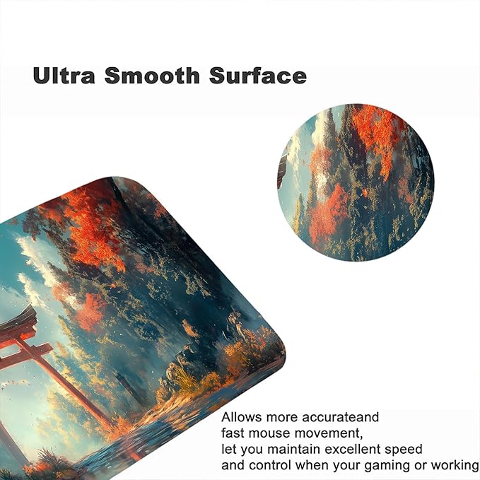 Japanese Torii Anime Desk Mat Cartoon Forest Ancient Clouds Red Mousepad XL Large Gaming Mouse Pad Laptop Keyboard Mat Desk Pad 31.5"x11.8" Office Computer Keyboard Laptop Home