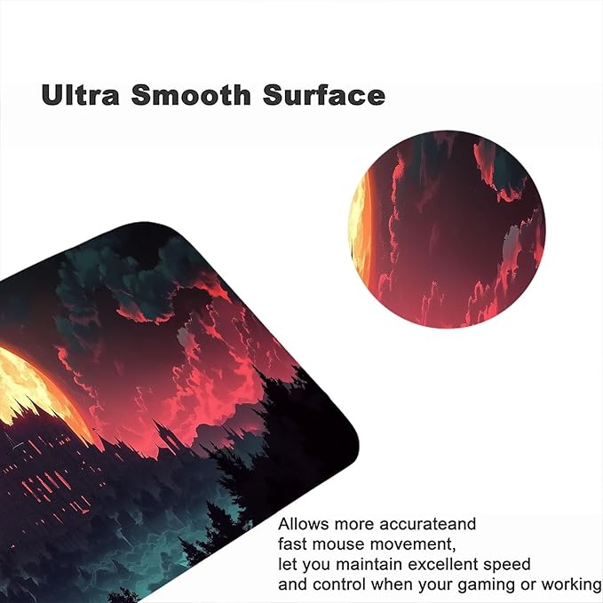 Castle Desk Pad Mouse Pad Red Moon Dark Forest Night Fantasy Mousepad XL Large Gaming Mouse Pad Laptop Keyboard Mat Desk Pad 31.5"x11.8" Office Computer Keyboard Laptop Home