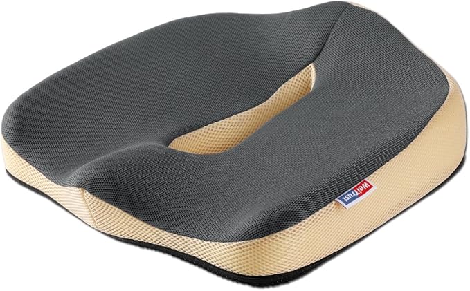 Seat Cushion for Tailbone Pain Relief, Memory Foam Coccyx Cushion for Office Chair & Car, Ergonomic Chair Pad with Non-Slip Cover & Handle, Sciatica Relief for Gaming Chair (Gray)