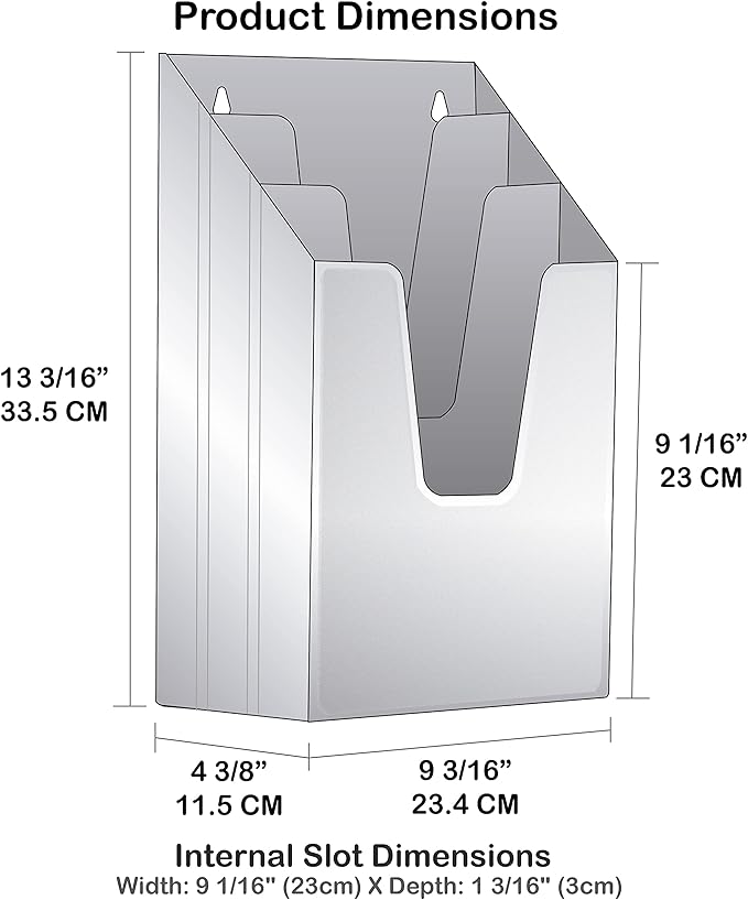 Acrimet Vertical Triple File Folder Holder Organizer, File Sorter (Plastic) (Clear Green Color)