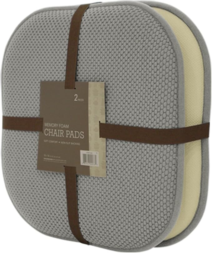 GoodGram 2 Pack Non Slip Ultra Soft Chenille Premium Comfort Memory Foam Chair Pads/Cushions - Assorted Colors (Silver/Light Gray)