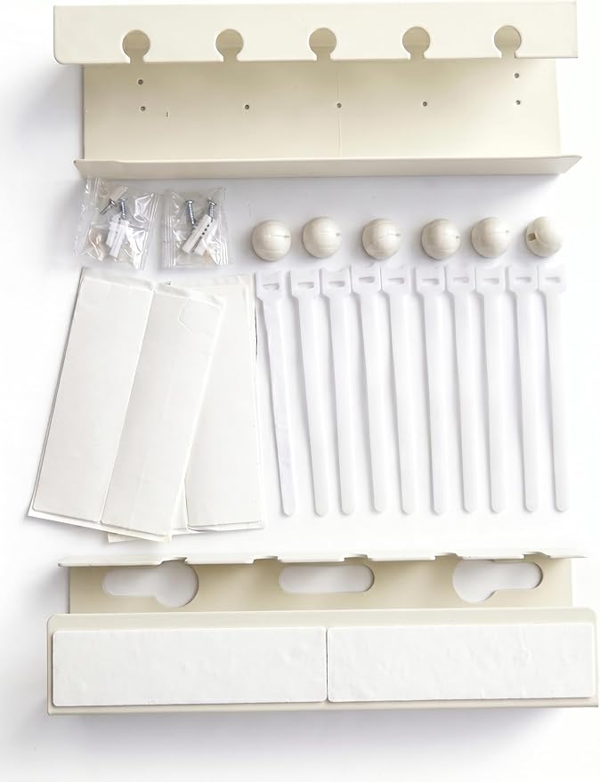 Under Desk Cable Management Tray No Drill, Cord Organizer for Desk, Wire Organizer, Cable Tray for Home Office Standing Desk, Wire Managment, Cord Hider, Set of 2 pcs (White)