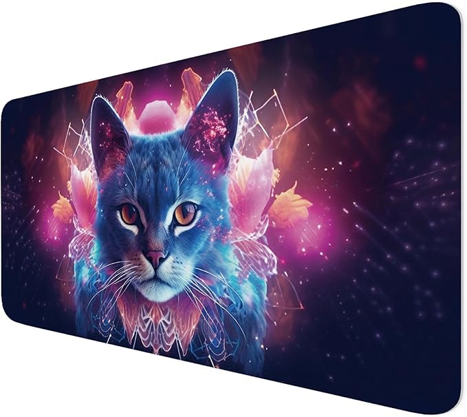 Leather Desk Mat 35.4" x 15.7", Desk Pad for Computer or Laptop, Computer Mat Mouse Pad for Keyboard or Mouse, Large Desk Mat for School, Office, Home (35.4" x 15.7", Cat)