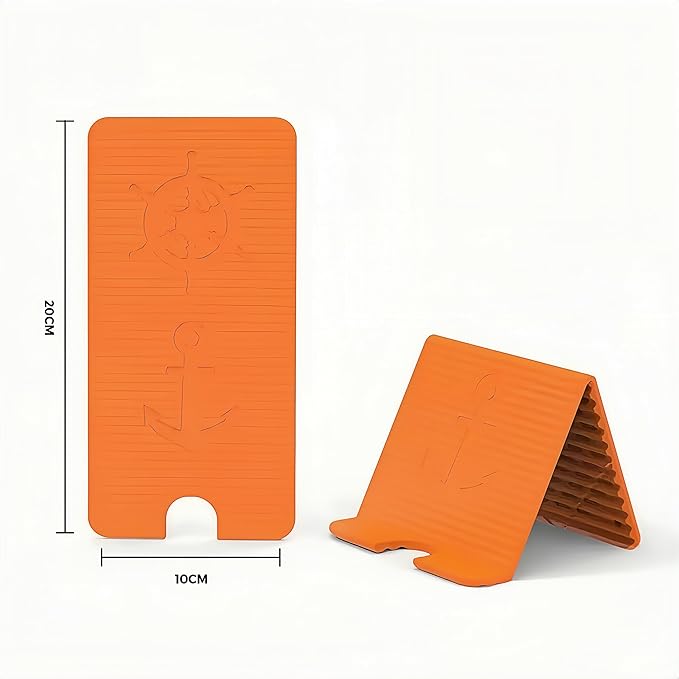 Flexible Silicone Aluminum Phone Holder Tablet Stand with Charging Port Design, Foldable Airplane Laptop/Phone Stand for Home Office Travel (Orange)