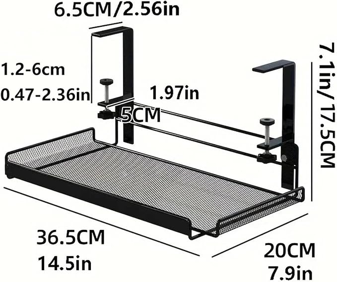 1PCS Under Desk Cable Management Tray No Drill Steel Organizers Wire Rack Shelf(Large black)