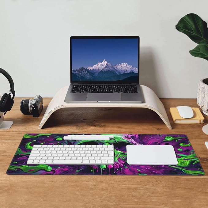 Gaming Mouse Pad Desk Pad,Extended Big Mouse Pad,31.5x11.8 Inch Long Computer Keyboard Mouse Mat Mousepad with 3mm Non-Slip Base and Stitched Edge for Gaming and Officeโฆ (Watercolor Skull 2)