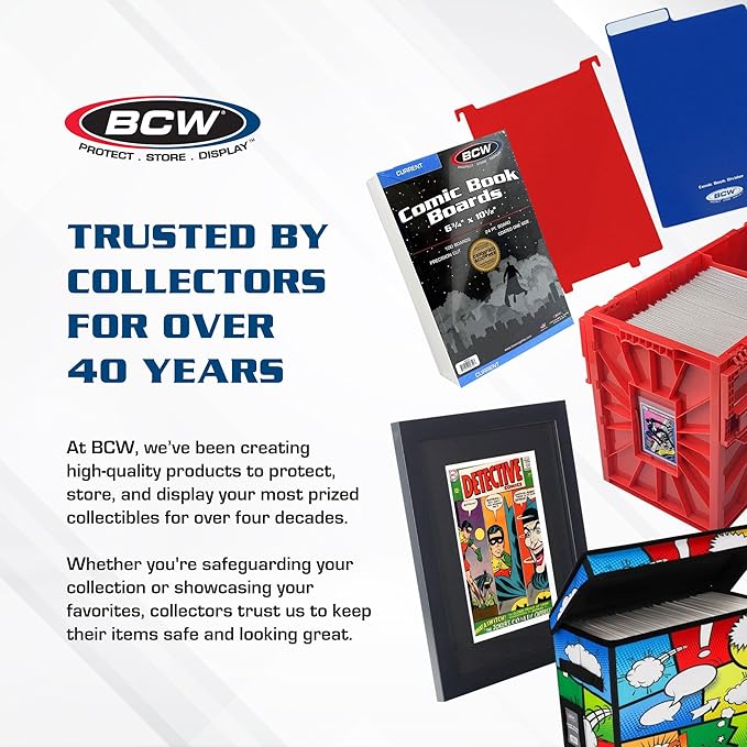 BCW Short Comic Book Bin | Holds 150 Comics | Stackable Plastic Storage | Acid-Free Organizer | Black, 2 Pack | Comic Book Bin