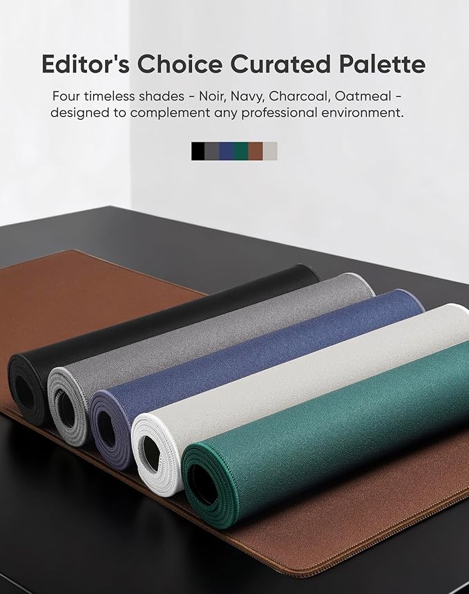 ALOANES Beige Waterproof Desk Mat, Large Mouse Pad with Extended Mouse Mat, with Anti Slip Base, Stitched Edge, Grain Jacquard Surface, Perfect for Gamer, Office & Home, 3XL 15.74"x35.43"x0.12"