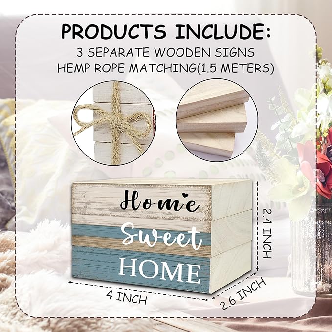 Mini Decorative Books For Home Decor, Small Wood Book Stack For Table Decor, Home Sweet Home decoration Books For Living Room Bookshelf, Farmhouse Stacked Books decoration(L50)