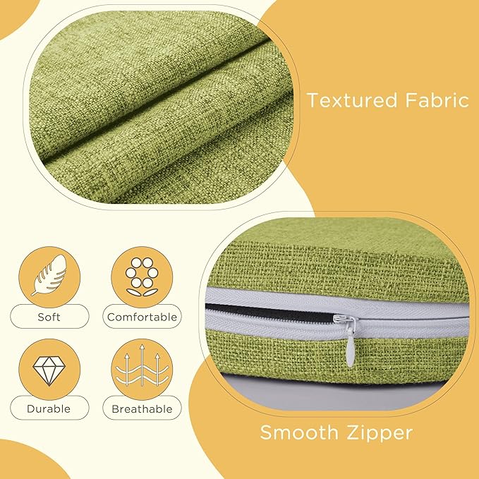 Windsor Chair Cushions for Dining Chairs 4 Pack Non Slip Kitchen Seat Cushion with Ties and Washable Covers Indoor Comfortable Seat Pad with Thick Foam 16.5" x 15.5" x 2" Green