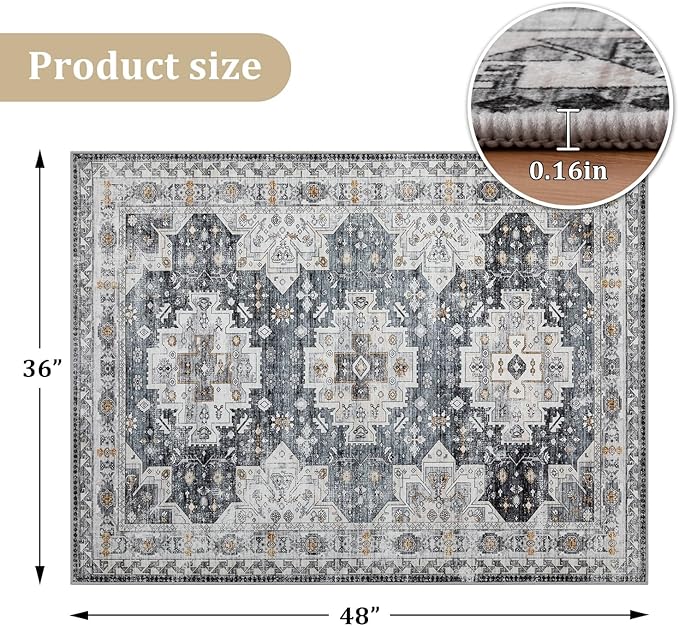chakme Office Chair Mat for Hardwood Floor, 48"x36" Easy Glide Computer Desk Mat Protector for Rolling Chair Under Desk Rug Nonslip Backing, Machine Wash, (Boho)
