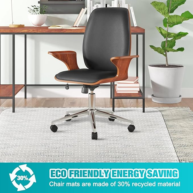 BesWin Office Chair Mat for Carpet, 48'' x 36'' Clear Floor Mat for Low and No Pile Carpeted Floors, Thick and Sturdy Carpet Protector for Work, Home, Gaming, Easy Glide and Flat Without Curling
