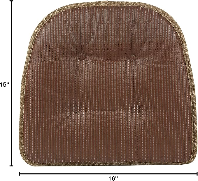 Klear Vu Omega Non-Slip Chair Cushions, Assembled in USA, U-Shaped Skid-Proof Seat Pads for Dining Room, Kitchen, Office, 15"x16", Solid Gold, 4 Pack