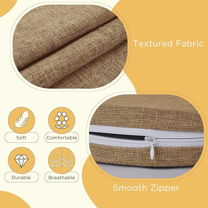 Windsor Chair Cushions for Dining Chairs 1 Pack Non Slip Kitchen Seat Cushion with Ties and Washable Covers Indoor Comfortable Seat Pad with Thick Foam 16.5" x 15.5" x 2" Brown