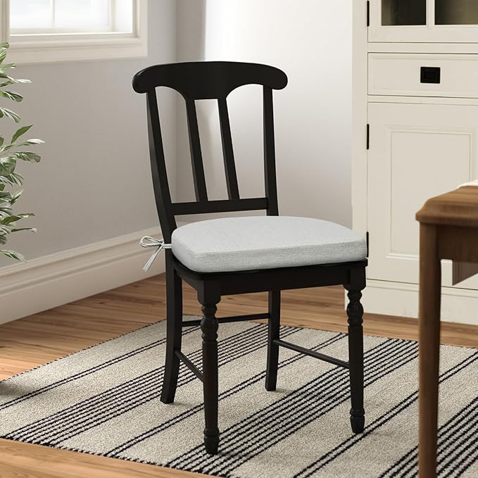 Shinnwa Kitchen Chair Cushions Set of 2, Non-Slip Dining Chair Cushions with Ties and Machine Washable Cover, 2 Pack, 17 x 16.5 x 2in, Off White