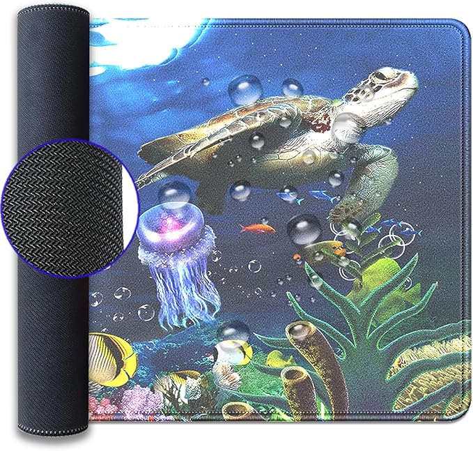 Turtle Large Gaming Mouse Pad Desk Pad, 27.5x11.8in Extended Keyboard Mouse Mat with Stitched Edges, Waterproof Non-Slip Rubber Base for Office Laptop Computer Home