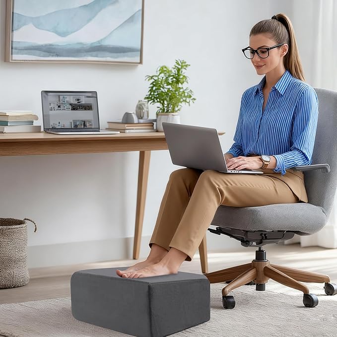 Ganondorf 3PCS Foot Rest for Under Desk at Work Adjustable Foot Rest Under Desk Ergonomic Foot Stools for Under Office Desk Extra Large Leg Pillow for Underdesk Footrest with Warm Sherpa Topper, Grey