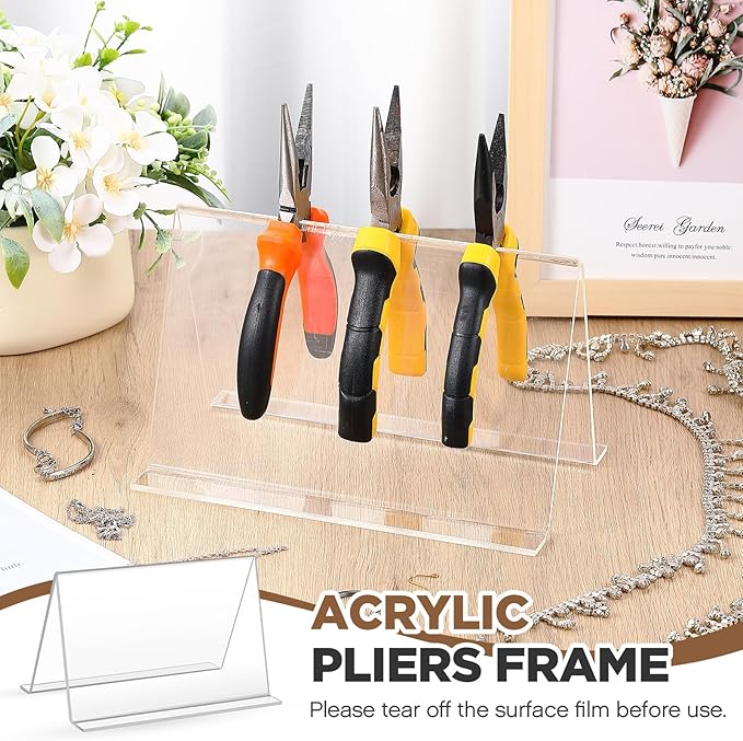 CroBlissful 2 Pcs Jewelry Pliers Rack Acrylic Pliers Organizer 8 x 5 x 4 Inch Jewelry Tool Holder Mini Desk Tool Organizer for Work Bench, Studio and Tongs Making Supplies Storage