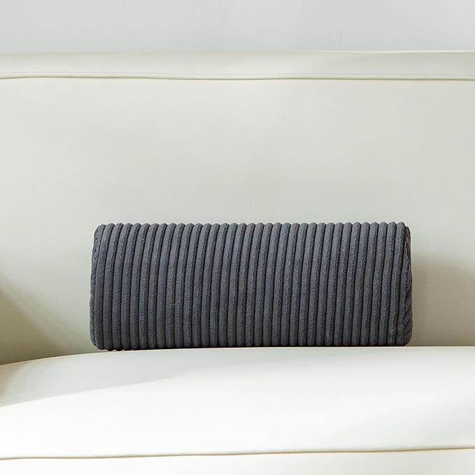 Lumbar Roll Lumbar Support Pillow for Office Chairs, Cars, and Gaming Chairs, Back Cushion with Washable Cover & Adjustable Strap to Relieve Back Pain and Improve Posture, 10.5"x5.5"x5", Dark Grey