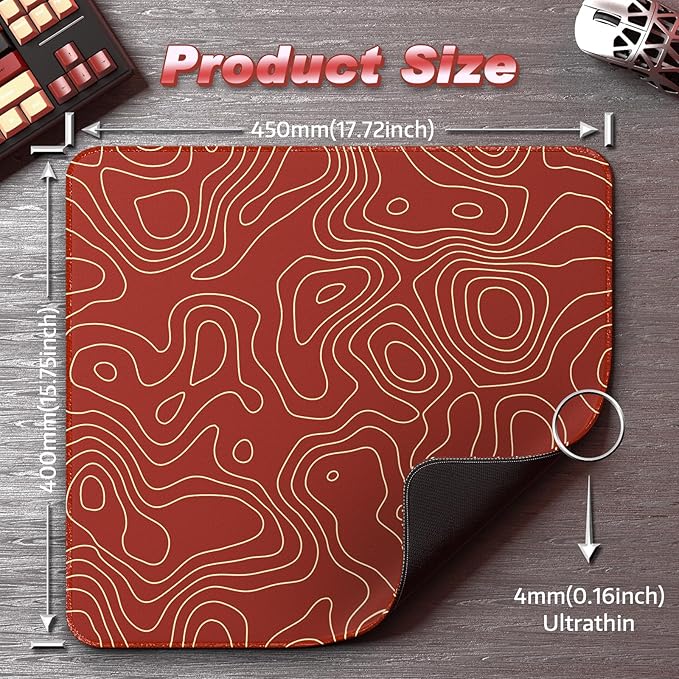 ATTACK SHARK CM02 Gaming Mouse Pad for Esports Speed Large Mouse mats for Desk Waterproof Surface Stitched Edges and Anti-Slip Rubber Base Size L Laminate 17.72” x 15.75” x 0.16” Orange Contour