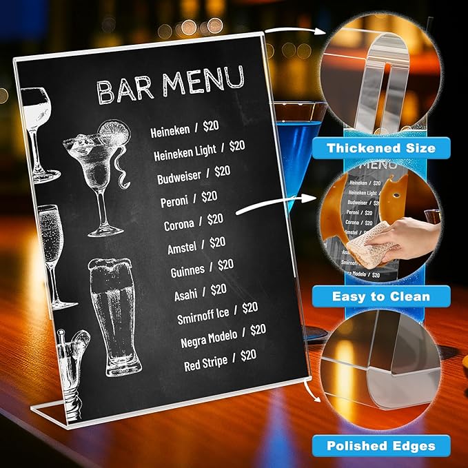12 Pcs Acrylic Sign Holder 8.5 * 11inch, Slanted Back Sign Holder, Acrylic Display Stand,Vertical Indicator Stand, Suitable for Shopping Malls, Offices, Restaurants, and Weddings