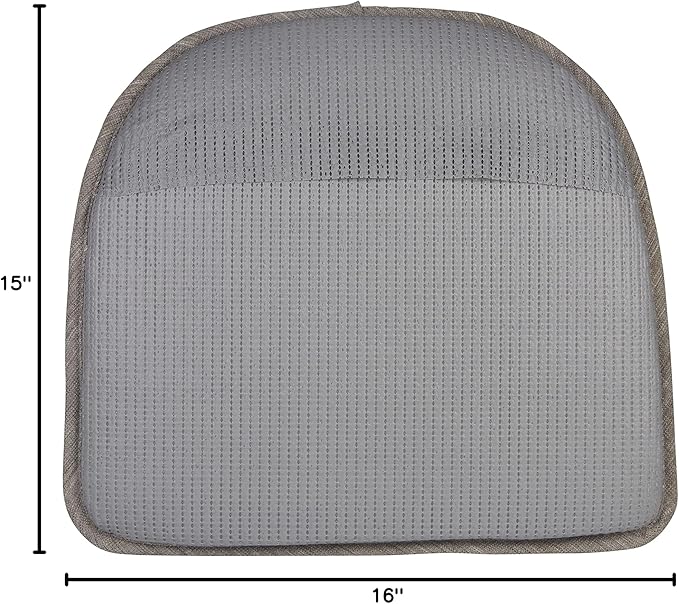 Klear Vu Raindrop The Gripper Non Slip Chair Cushions, Soft & Comfortable Seat Pad, Sitting Pillow for Kitchen, Dining or Office, 4 Count (Pack of 1), Steel Gray