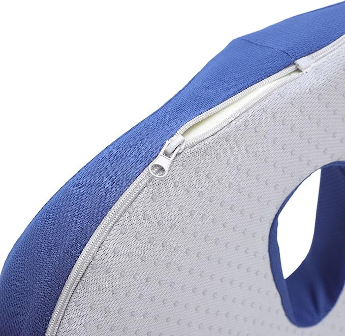 Memory Foam Seat Cushion 18x18 Inches Breathable Mesh Cover Removable Washable Non Slip Base 50% Pressure Relief for Long Sitting Back Pain Relief on Office Car Plane