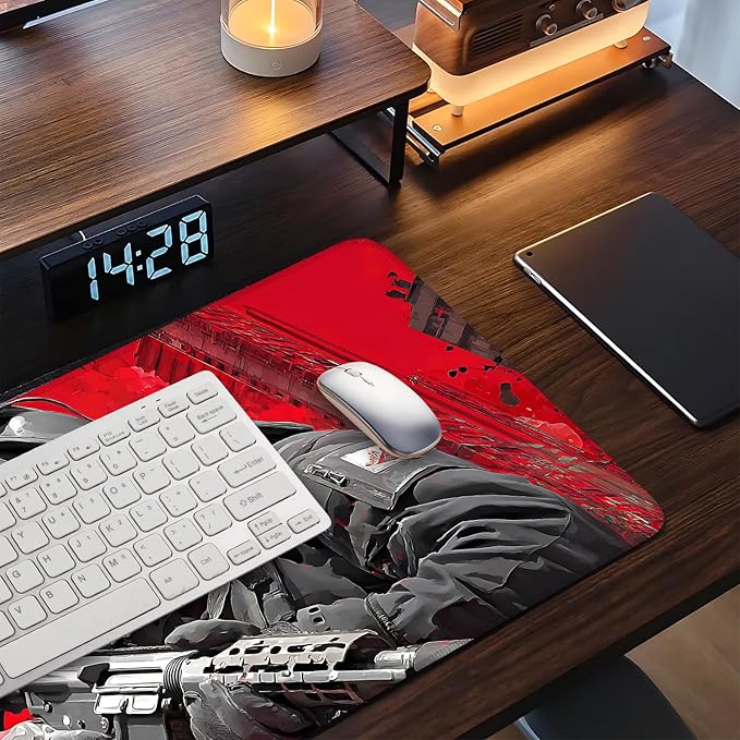 Large Extended Gaming Mouse Pad - Military Soldier Design, Soft Fabric Desk Mat with Non-Slip Rubber Base, Extra Long Mousepad for Gaming, Office, Keyboard & Mouse, 35.43 x 15.75 in
