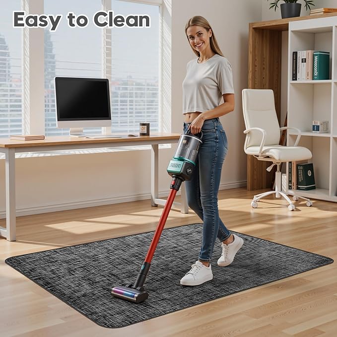 Sycoodeal Office Chair Mat for Hardwood & Tile Floor,Computer Gaming Chair Mat for Rolling Chairs Non-Curve, Anti-Slip, Heavy Duty Floor Protector for Home Office,Black (48" x 60")