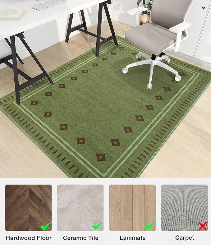 chakme Office Chair Mat for Hardwood Floor, 60"x45" Easy Glide Computer Desk Mat Protector for Rolling Chair Under Desk Rug Nonslip Backing, Machine Wash, (Southwestern Sage