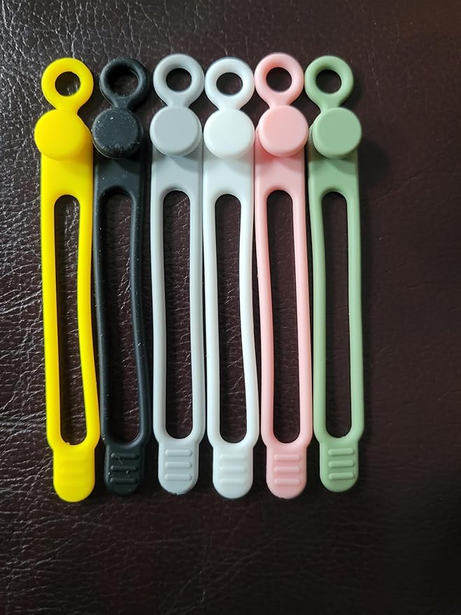 Set of 30 Silicone Cable Straps Organizer, Wire Management Ties for Bundling Phone Charger Cables, Earphones, Computer Cords, Organize Home Office (MultiColor30)