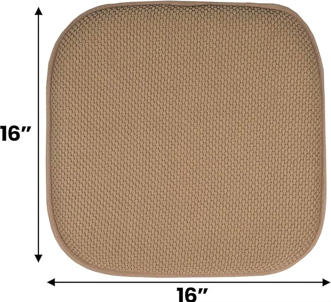 GoodGram 4 Pack Non Slip Ultra Soft Chenille Honeycomb Premium Comfort Memory Foam Chair Pads/Cushions - Assorted Colors (Taupe)