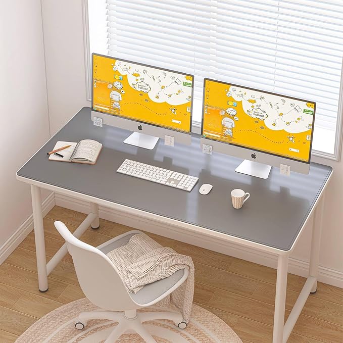 DAWNTREES Desk Mat for Desktop,PU Leather Desk Pad Protector,Non Slip, Large Mouse Pad and Keyboard Mat, Waterproof Writing Pad for Office and Home (Dark Gray,47.2''x23.6'')
